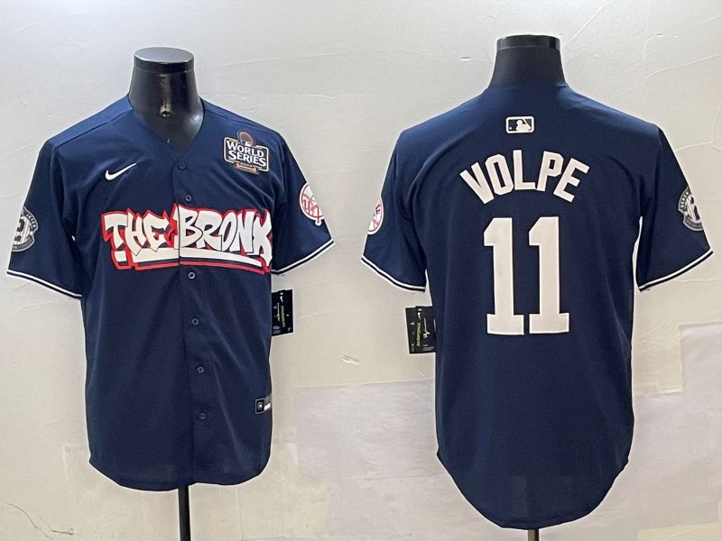 Men New York Yankees #11 Volpe Drak Blue four generations Joint Name 2025 Nike MLB Jersey style 2->los angeles dodgers->MLB Jersey